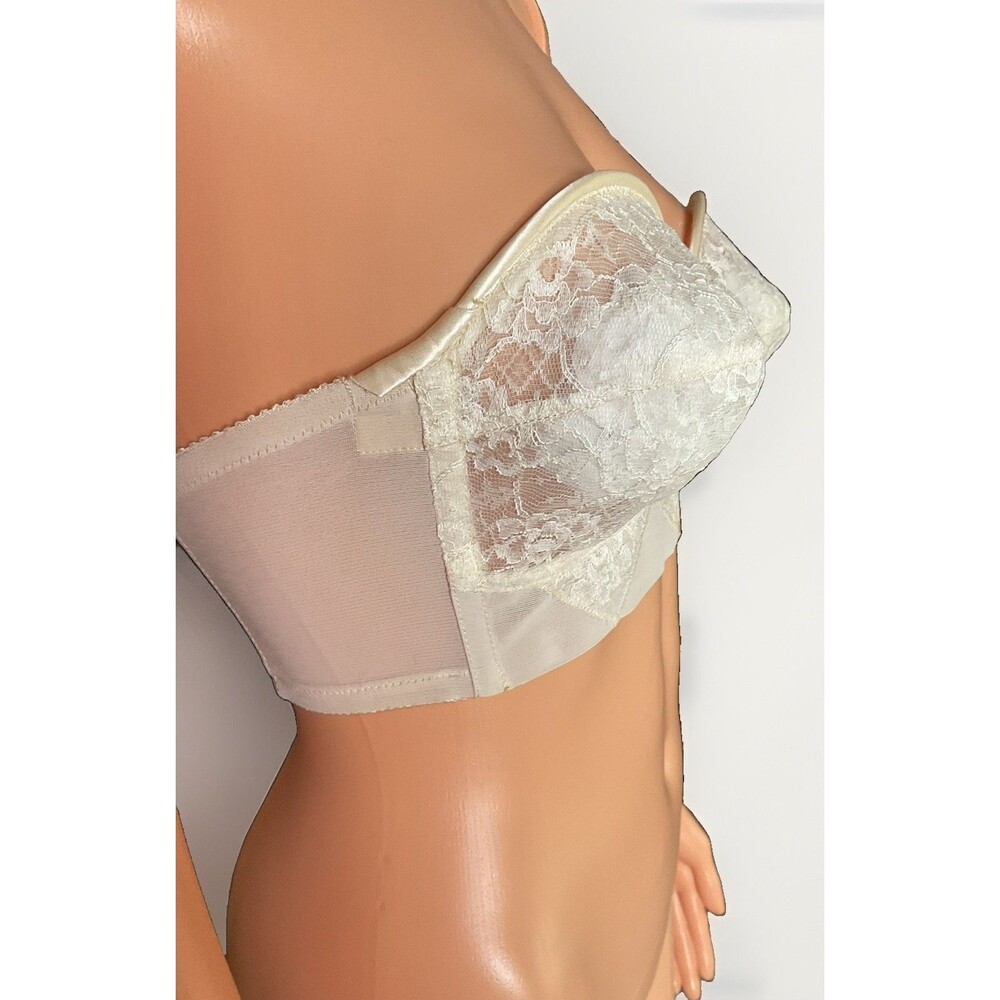 VTG women bra bustier Lady Marlene 32C Low cut lace strapless 1950's Style 950